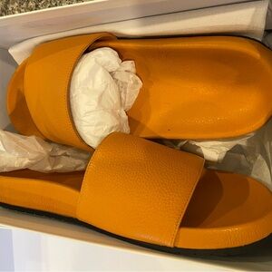 Beautiful Vince leather slides. Never worn